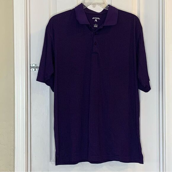 Antigua Golf Polo Purple Check Size Large Mens - Picture 8 of 9